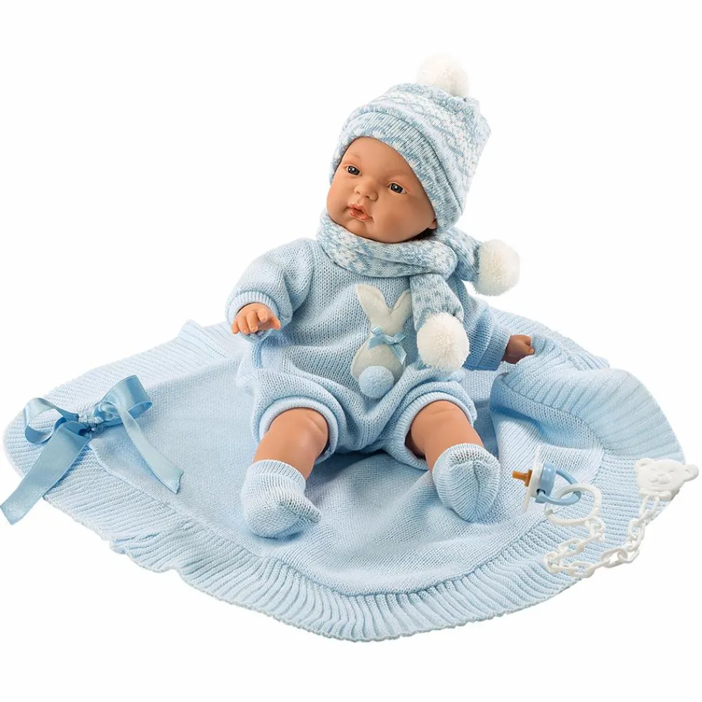 Dukker< Babydukke - Lyseblåt tøj, 38 cm