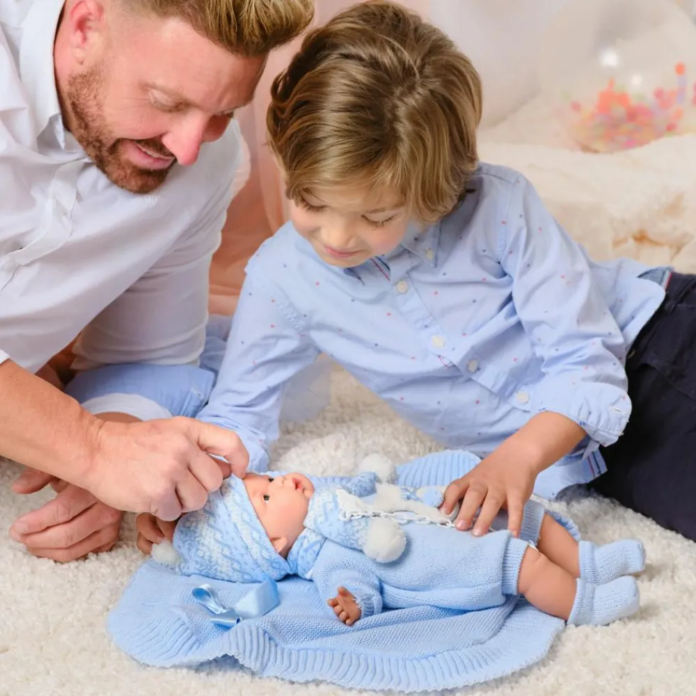 Dukker< Babydukke - Lyseblåt tøj, 38 cm