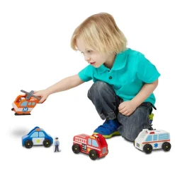 Legebiler|Dukkehus & Legesæt<Melissa & Doug Biler i træ - Redningskøretøjer