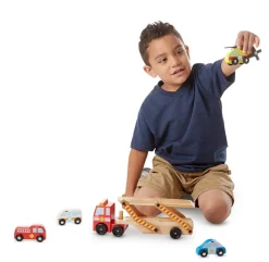Legebiler|Dukkehus & Legesæt<Melissa & Doug Biltransporter m. redningskøretøjer