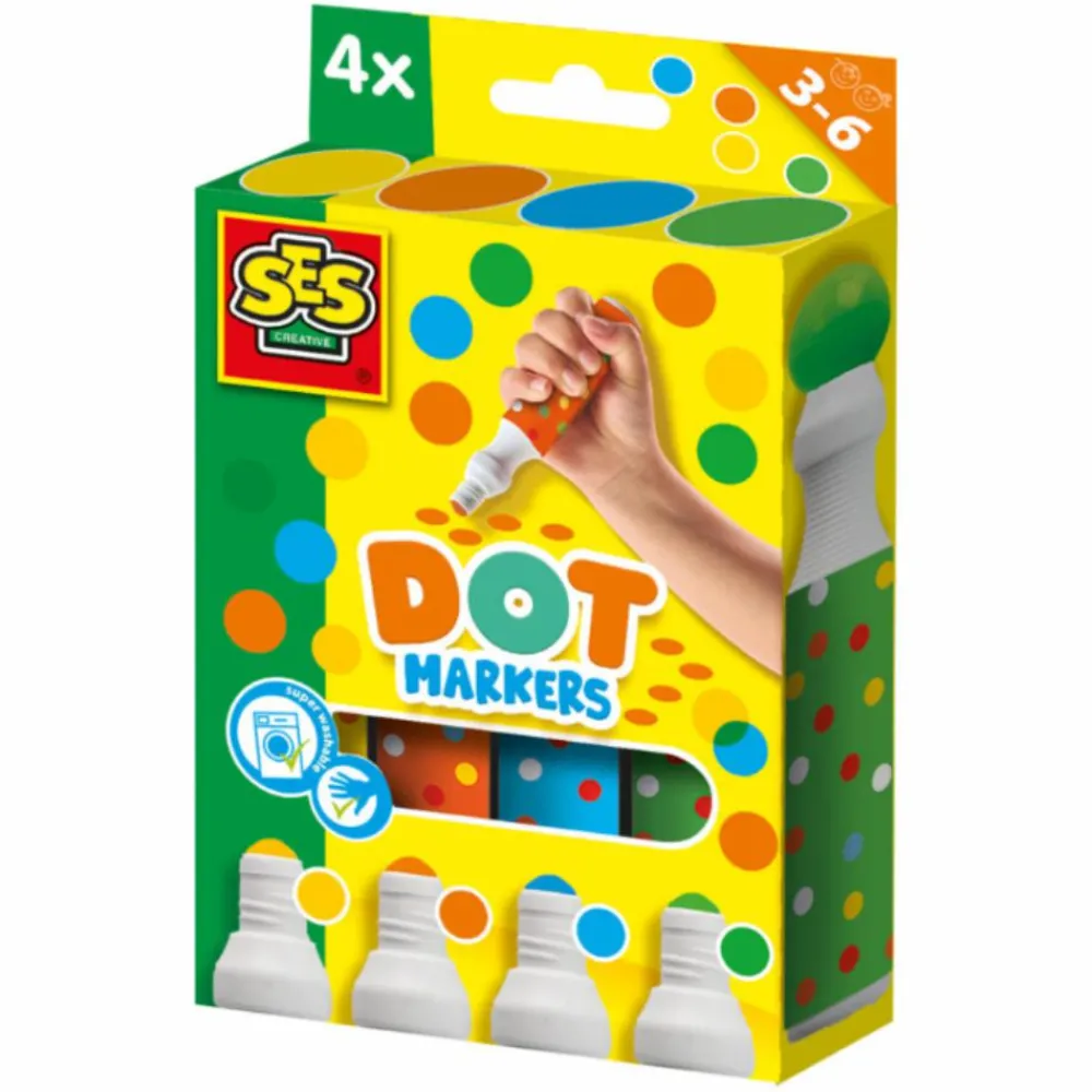 Tegne- & Malegrej<SES Creative Dot Markers XXL, 4 stk