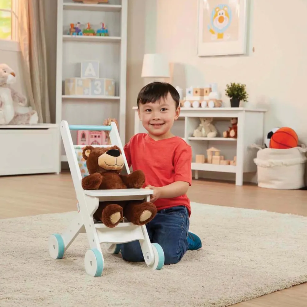 Dukkevogn|Dukker<Melissa & Doug Dukkeklapvogn af træ