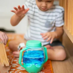 Mindfulness For Børn|Bliv Forundret< Fascinationskrukke med lys - Grøn
