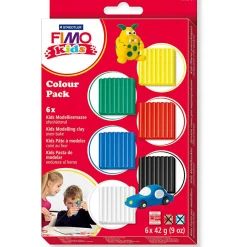Kreativ Leg< FIMO ler 42 gr. - Basisfarver, 6 stk