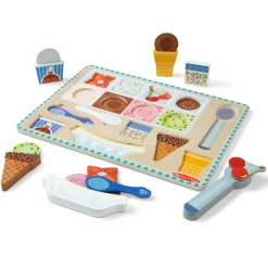 Rolleleg|Puslespil<Melissa & Doug 2-i-1 legesæt og puslespil - Iscafé, 16 dele