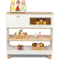 Trælegetøj|Legekøkken & Legemad<mamamemo Isbutik inkl. fryser