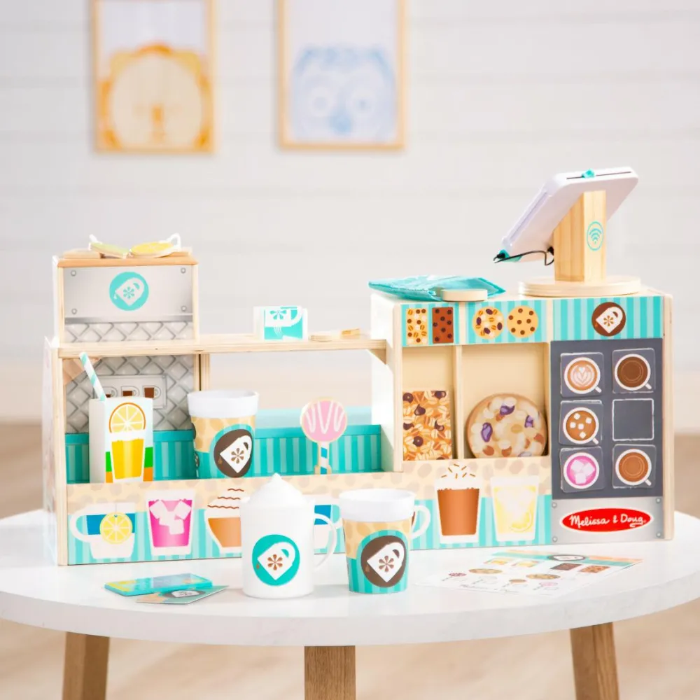 Legekøkken & Legemad<Melissa & Doug Kaffebar i træ, 35 dele