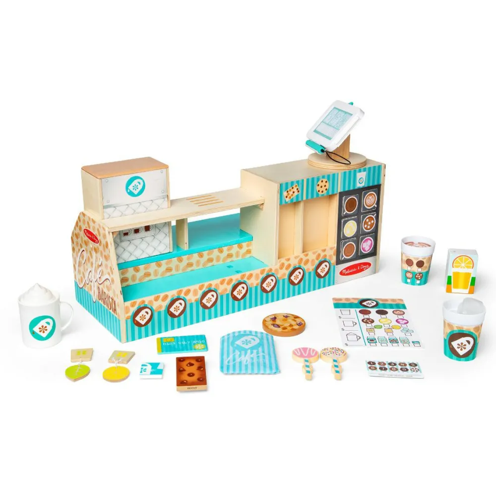 Legekøkken & Legemad<Melissa & Doug Kaffebar i træ, 35 dele