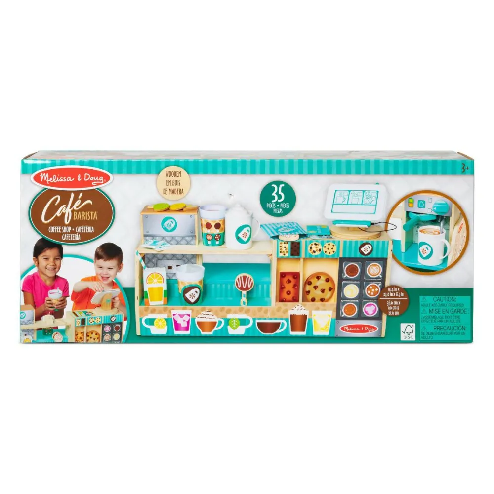 Legekøkken & Legemad<Melissa & Doug Kaffebar i træ, 35 dele