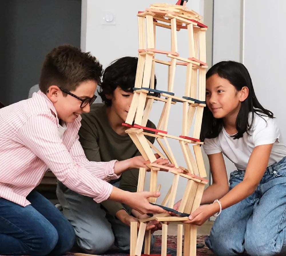 Trælegetøj|Montessori<KAPLA klodser - Blå/Rød/Pink, 120 stk