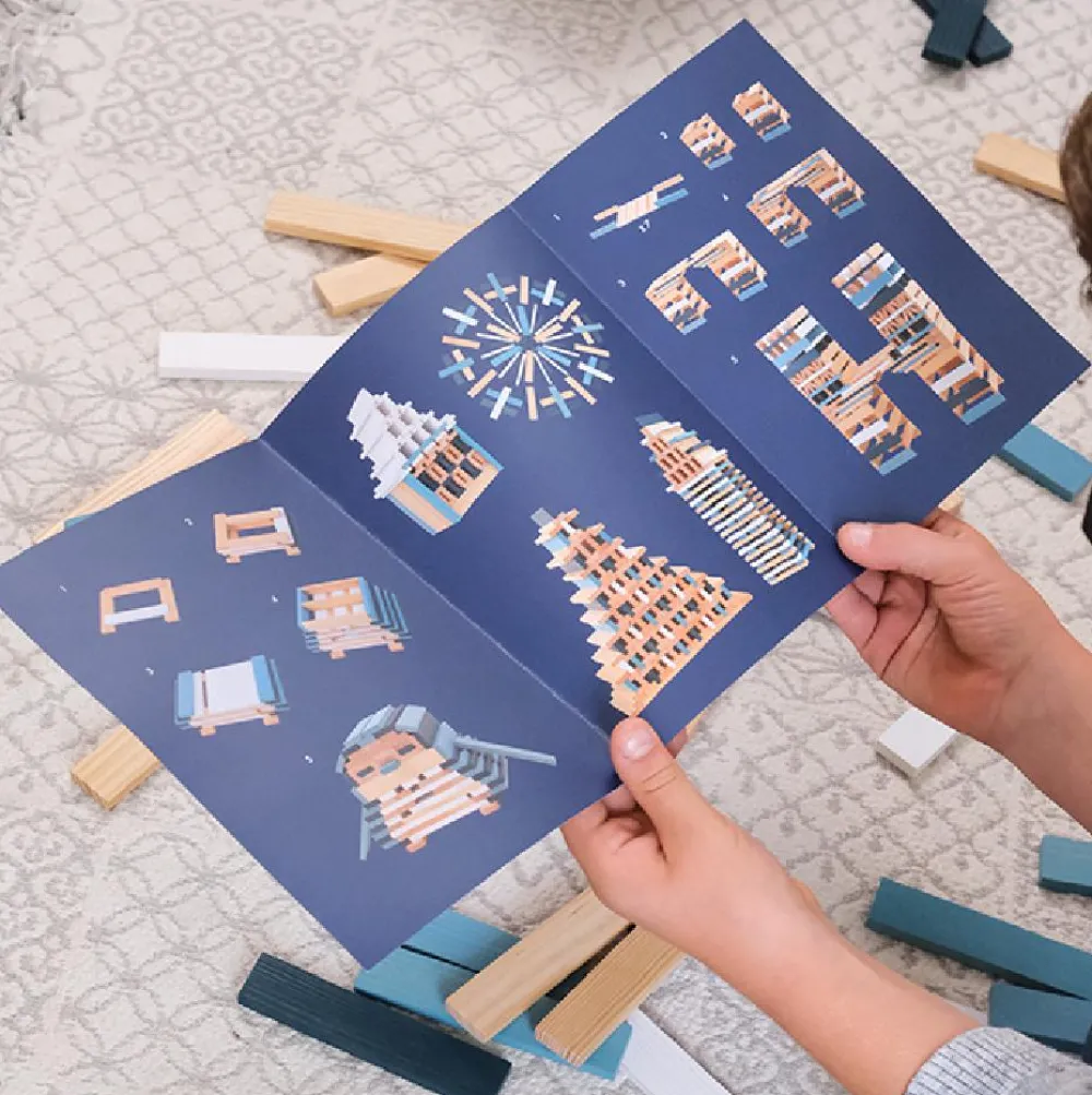 Trælegetøj|Montessori<KAPLA klodser - Vinter, 200 stk