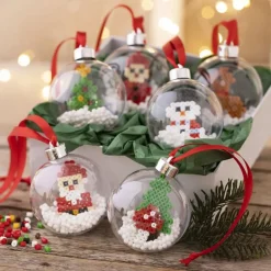 Jul<Creativ Company Lav julekugler m. perlefigurer, 6 stk