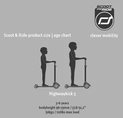 Løbehjul<Scoot & Ride Løbehjul - Highwaykick 3 m. LED, Ash