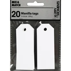 Kreativ Leg|Tegne- & Malegrej<Creativ Company Manilamærker 3 x 8 cm. - Hvid, 20 stk