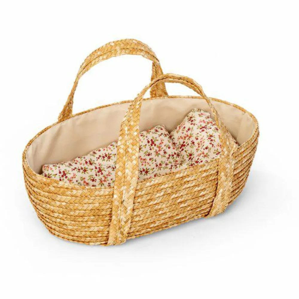 Dukkevogn< Moseskurv m. sengesæt - 35 cm