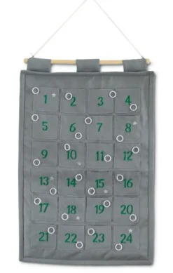 Til Børneværelset|Jul<oscar&ellen 1-24 pakkekalender m. ringe til ophæng, grå