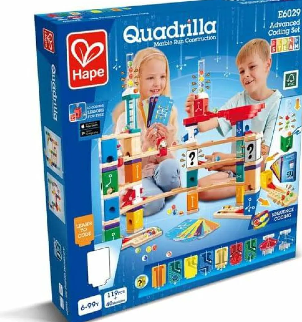 Stem Læringslegetøj|Lær At Kode<Hape Quadrilla kuglebane - Advanced Coding, 159 dele