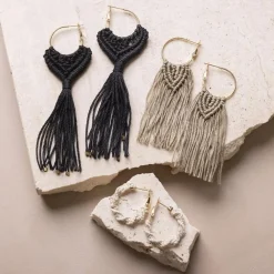 Voksenværk|Lav Selv Smykker<Creativ Company Smykkekit - Macramé øreringe, 3 par