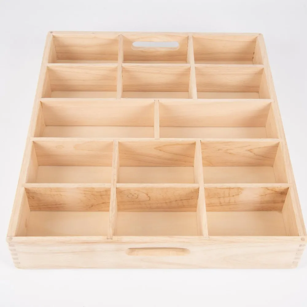 Trælegetøj|Montessori<tickit® Sorteringsbakke af træ, 14 rum