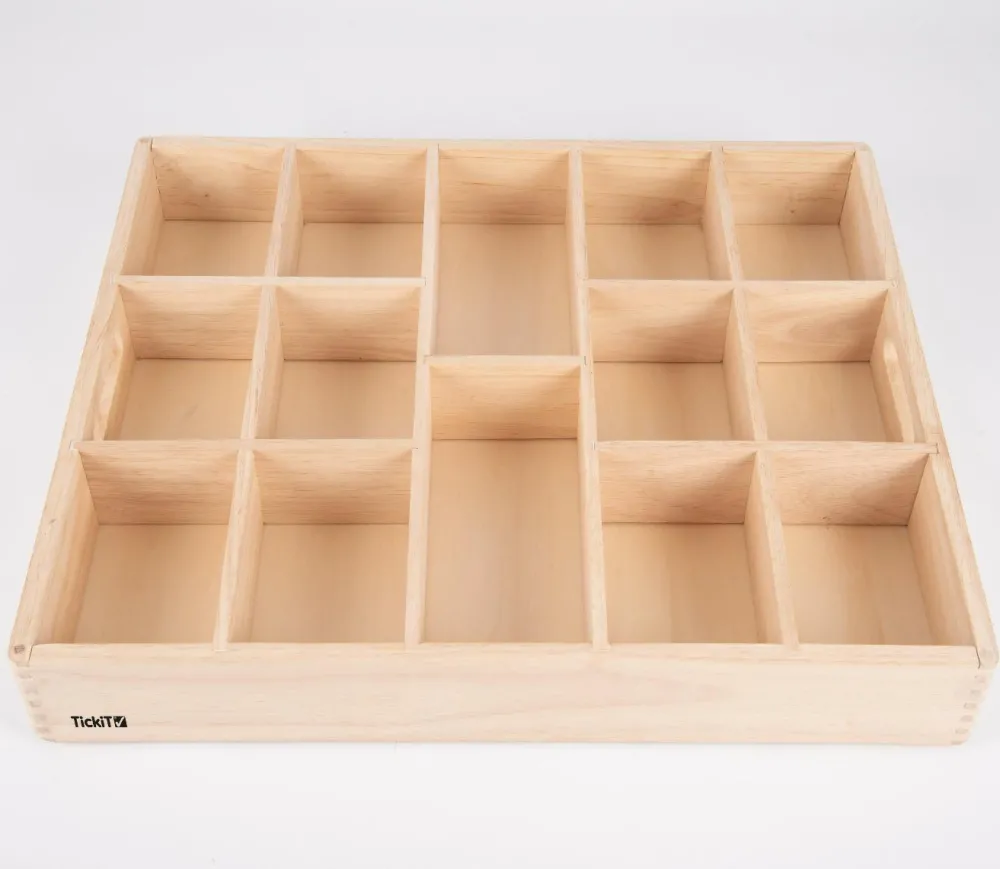 Trælegetøj|Montessori<tickit® Sorteringsbakke af træ, 14 rum