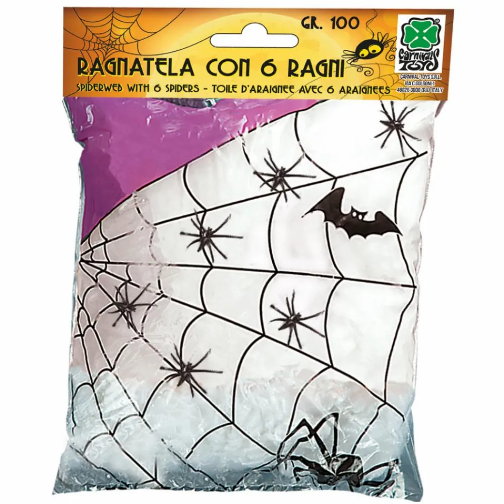 Halloween< Spindelvæv m. edderkopper, 100 gram