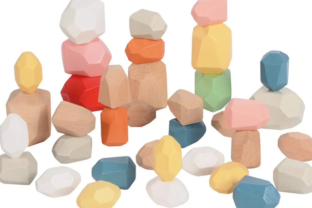 Montessori|Sorterings- & Stablelegetøj< Stablesten af træ, 36 stk