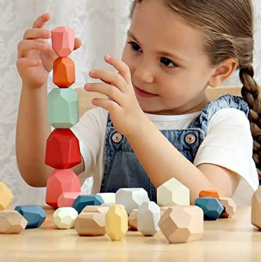 Montessori|Sorterings- & Stablelegetøj< Stablesten af træ, 36 stk