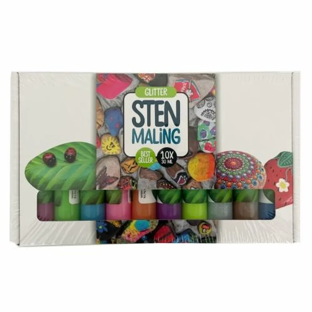 Påske|Legetøj Til Ferien< Stenmaling 10 x 30 ml - Glitter