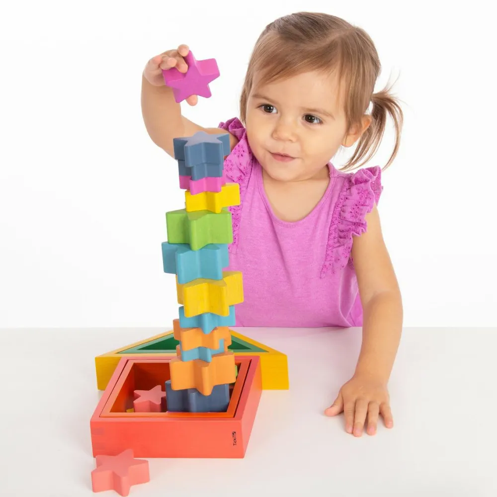 Trælegetøj|Montessori<tickit® Stjerner af træ - Regnbue, 21 stk