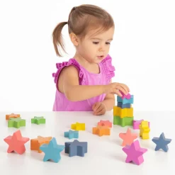 Trælegetøj|Montessori<tickit® Stjerner af træ - Regnbue, 21 stk