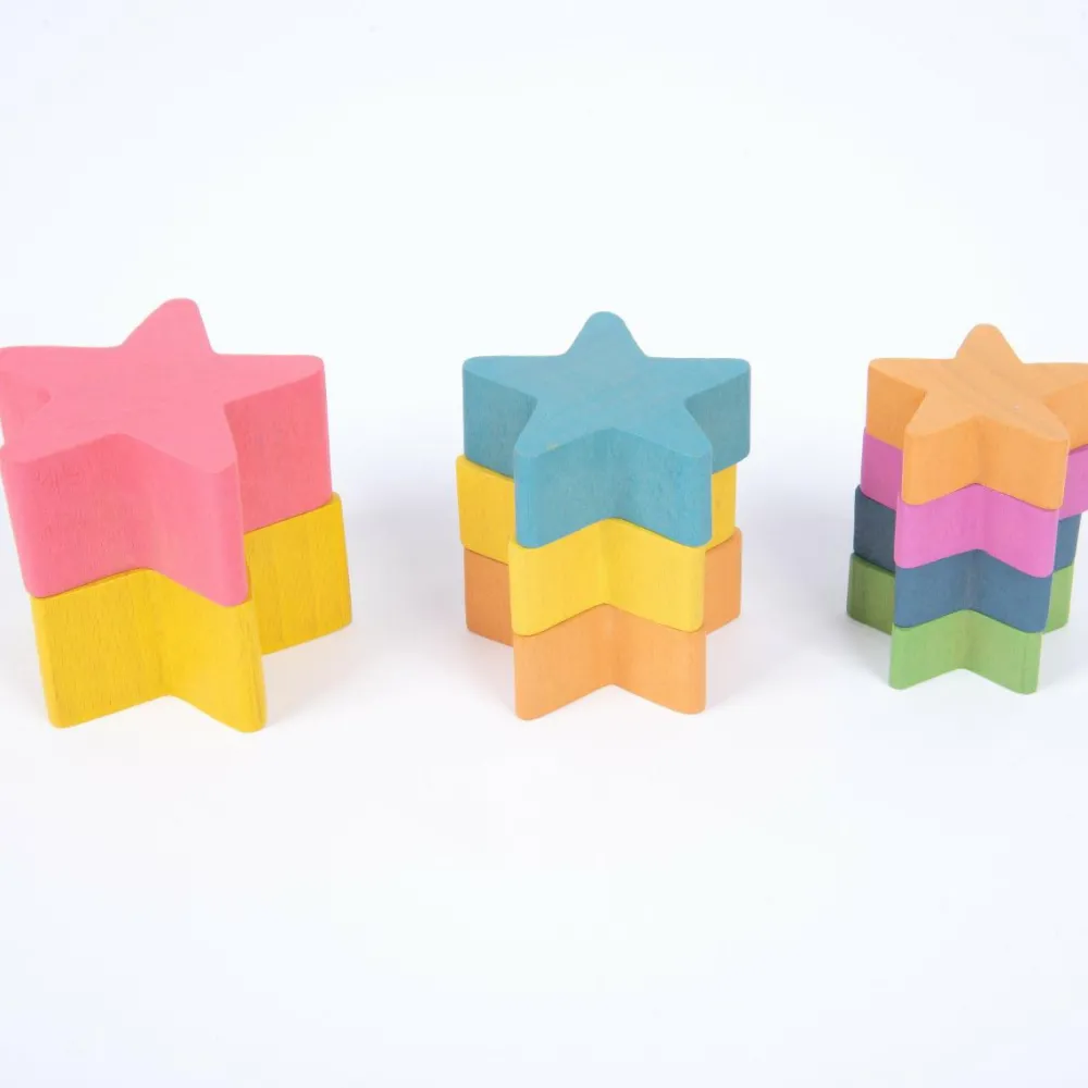 Trælegetøj|Montessori<tickit® Stjerner af træ - Regnbue, 21 stk