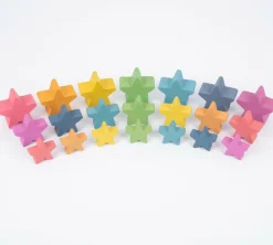 Trælegetøj|Montessori<tickit® Stjerner af træ - Regnbue, 21 stk