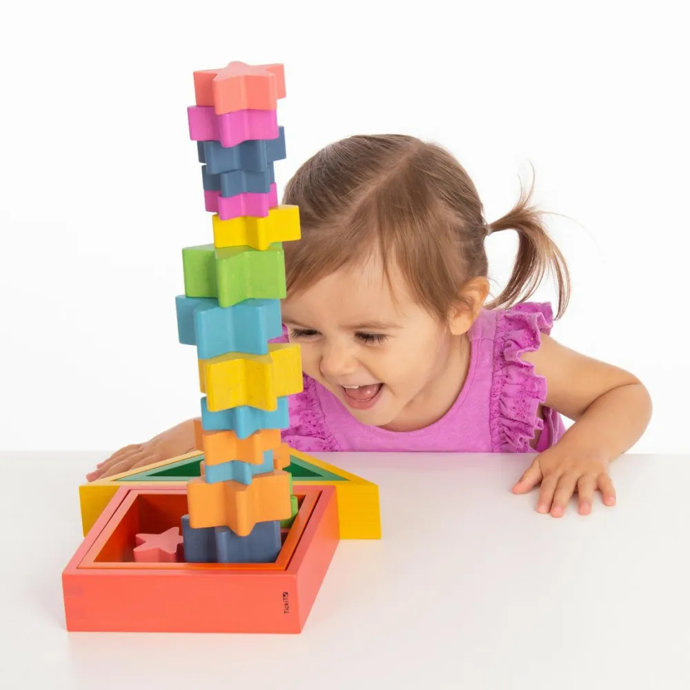 Trælegetøj|Montessori<tickit® Stjerner af træ - Regnbue, 21 stk