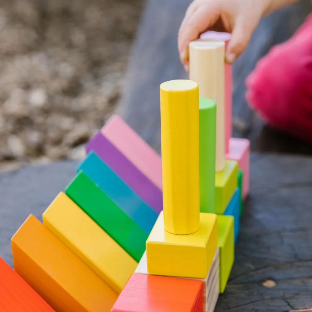Trælegetøj|Montessori< Træklodser - Regnbue, 45 dele