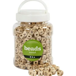 Sprog & Leg|Montessori<Creativ Company Træperler i spand - Bogstaver A-Z, ca. 400 stk